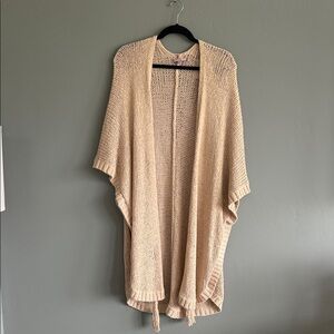 Calypso St. Barth Neutral Open-Knit Draped Cardigan